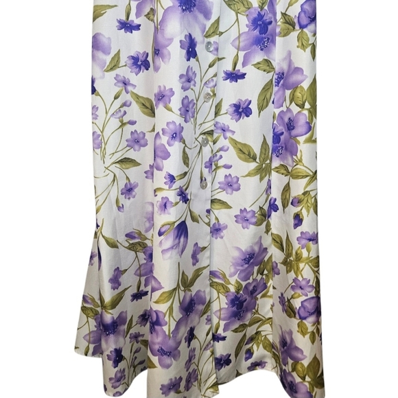 0003 Betsy's Things Sleeveless Button Maxi Dress White Purple Floral Size 12 - Picture 6 of 11